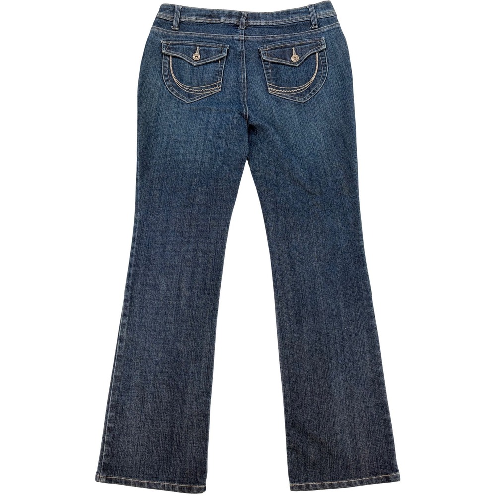 Y2K‎ Bootcut Jeans Flap Pocket Stretch Denim Low Rise Dark Wash 6